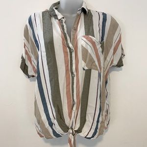O’Neill Women Button-up Striped Top, Size XS